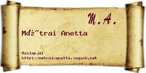 Mátrai Anetta névjegykártya
